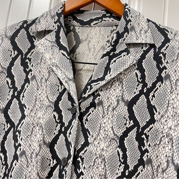 Vintage Snake Print Blazer Grey Black - Picture 4 of 9